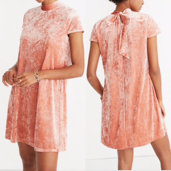 madewell crushed velvet mockneck dress